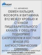 ОБМЕН КАЛЬЦИЯ, ФОСФОРА И ВИТАМИНА B12 МЕЖДУ КРОВЬЮ И СТЕНКОЙ ПИЩЕВАРИТЕЛЬНОГО КАНАЛА У ОВЕЦ ПРИ ПОДКОРМКЕ САПРОПЕЛЕМ И КОСТНОЙ МУКОЙ (ПО АНГИОСТОМИЧЕСКИМ ДАННЫМ)