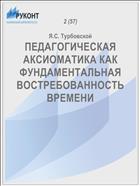 ПЕДАГОГИЧЕСКАЯ АКСИОМАТИКА КАК ФУНДАМЕНТАЛЬНАЯ ВОСТРЕБОВАННОСТЬ ВРЕМЕНИ