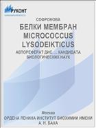 БЕЛКИ МЕМБРАН MICROCOCCUS LYSODEIKTICUS