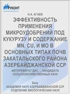ЭФФЕКТИВНОСТЬ ПРИМЕНЕНИЯ МИКРОУДОБРЕНИЙ ПОД КУКУРУЗУ И СОДЕРЖАНИЕ MN, CU, И MO В ОСНОВНЫХ ТИПАХ ПОЧВ ЗАКАТАЛЬСКОГО РАЙОНА АЗЕРБАЙДЖАНСКОЙ ССР