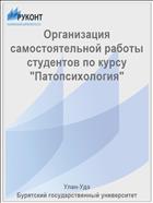 Организация самостоятельной работы студентов по курсу 