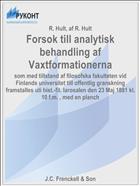 Forsok till analytisk behandling af Vaxtformationerna