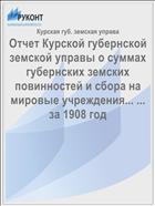 Отчет Курской губернской земской управы о суммах губернских земских повинностей и сбора на мировые учреждения... ... за 1908 год