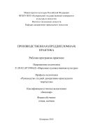 Производственная (преддипломная) практика: рабочая программа практики