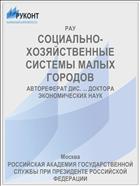 СОЦИАЛЬНО-ХОЗЯЙСТВЕННЫЕ СИСТЕМЫ МАЛЫХ ГОРОДОВ