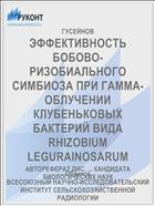 ЭФФЕКТИВНОСТЬ БОБОВО-РИЗОБИАЛЬНОГО СИМБИОЗА ПРИ ГАММА-ОБЛУЧЕНИИ КЛУБЕНЬКОВЫХ БАКТЕРИЙ ВИДА RHIZOBIUM LEGURAINOSARUM