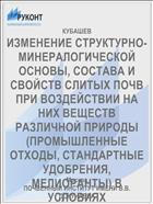 ИЗМЕНЕНИЕ СТРУКТУРНО-МИНЕРАЛОГИЧЕСКОЙ ОСНОВЫ, СОСТАВА И СВОЙСТВ СЛИТЫХ ПОЧВ ПРИ ВОЗДЕЙСТВИИ НА НИХ ВЕЩЕСТВ РАЗЛИЧНОЙ ПРИРОДЫ (ПРОМЫШЛЕННЫЕ ОТХОДЫ, СТАНДАРТНЫЕ УДОБРЕНИЯ, МЕЛИОРАНТЫ) В УСЛОВИЯХ ЦЕНТРАЛЬНОГО ПРЕДКАВКАЗЬЯ
