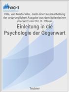 Einleitung in die Psychologie der Gegenwart