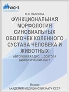 ФУНКЦИОНАЛЬНАЯ МОРФОЛОГИЯ СИНОВИАЛЬНЫХ ОБОЛОЧЕК КОЛЕННОГО СУСТАВА ЧЕЛОВЕКА И ЖИВОТНЫХ