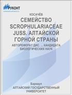 СЕМЕЙСТВО SCROPHULARIACEAE JUSS. АЛТАЙСКОЙ ГОРНОЙ СТРАНЫ