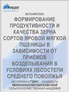 ФОРМИРОВАНИЕ ПРОДУКТИВНОСТИ И КАЧЕСТВА ЗЕРНА СОРТОВ ЯРОВОЙ МЯГКОЙ ПШЕНИЦЫ В ЗАВИСИМОСТИ ОТ ПРИЁМОВ ВОЗДЕЛЫВАНИЯ В УСЛОВИЯХ ЛЕСОСТЕПИ СРЕДНЕГО ПОВОЛЖЬЯ