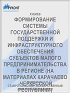 ФОРМИРОВАНИЕ СИСТЕМЫ ГОСУДАРСТВЕННОЙ ПОДДЕРЖКИ И ИНФРАСТРУКТУРНОГО ОБЕСПЕЧЕНИЯ СУБЪЕКТОВ МАЛОГО ПРЕДПРИНИМАТЕЛЬСТВА В РЕГИОНЕ (НА МАТЕРИАЛАХ КАРАЧАЕВО-ЧЕРКЕССКОЙ РЕСПУБЛИКИ)