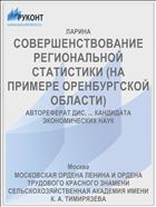СОВЕРШЕНСТВОВАНИЕ РЕГИОНАЛЬНОЙ СТАТИСТИКИ (НА ПРИМЕРЕ ОРЕНБУРГСКОЙ ОБЛАСТИ)