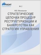 СТРАТЕГИЧЕСКИЕ ЦЕПОЧКИ ПРОЦЕДУР РЕСТРУКТУРИЗАЦИИ И БАНКРОТСТВА КАК СТРАТЕГИЯ УПРАВЛЕНИЯ