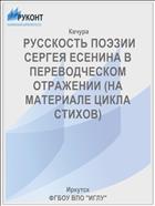  РУССКОСТЬ ПОЭЗИИ СЕРГЕЯ ЕСЕНИНА В ПЕРЕВОДЧЕСКОМ ОТРАЖЕНИИ (НА МАТЕРИАЛЕ ЦИКЛА СТИХОВ)